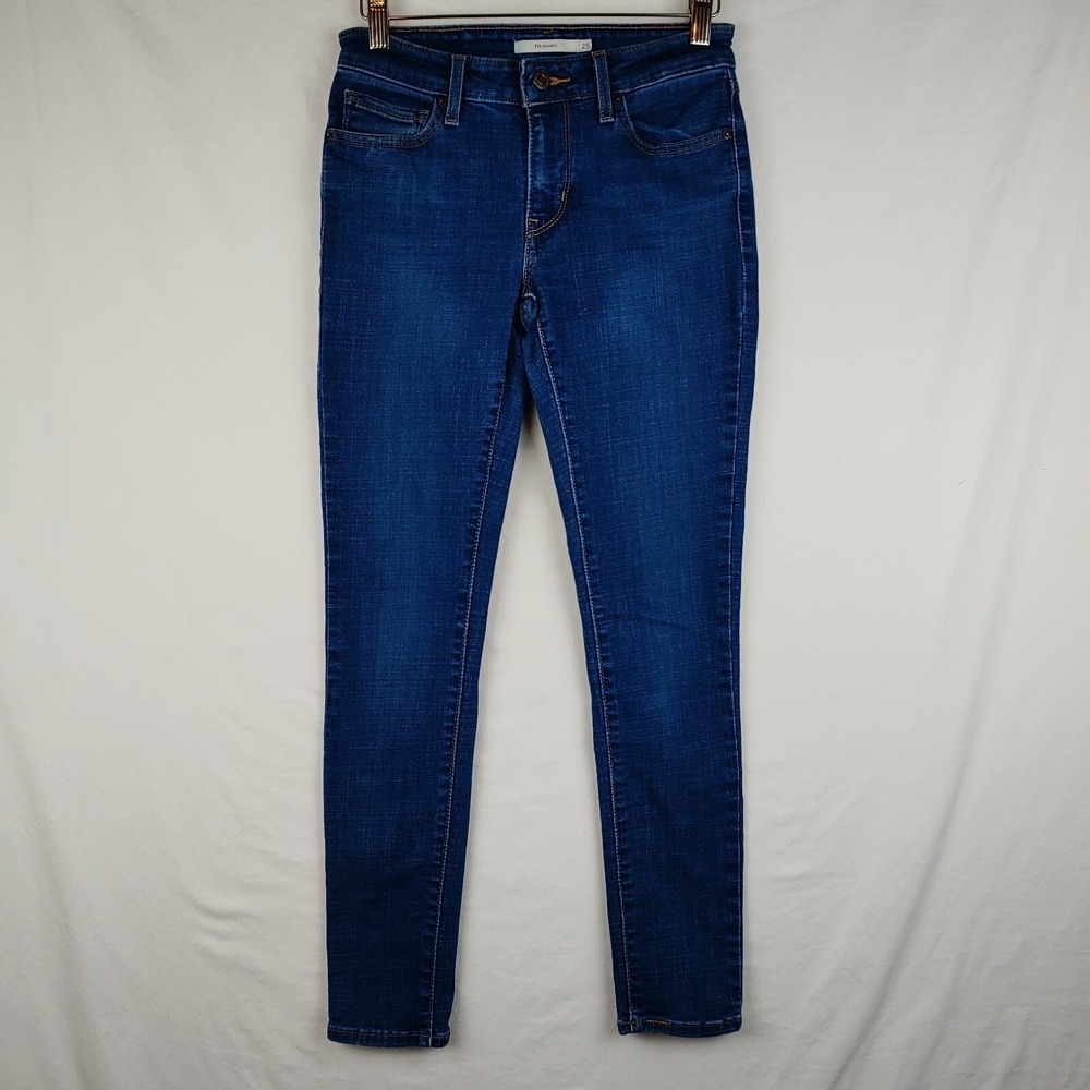 Levis 711 Jeans Womens 25 (27x26) Blue Skinny Stretch Medium Wash Denim
